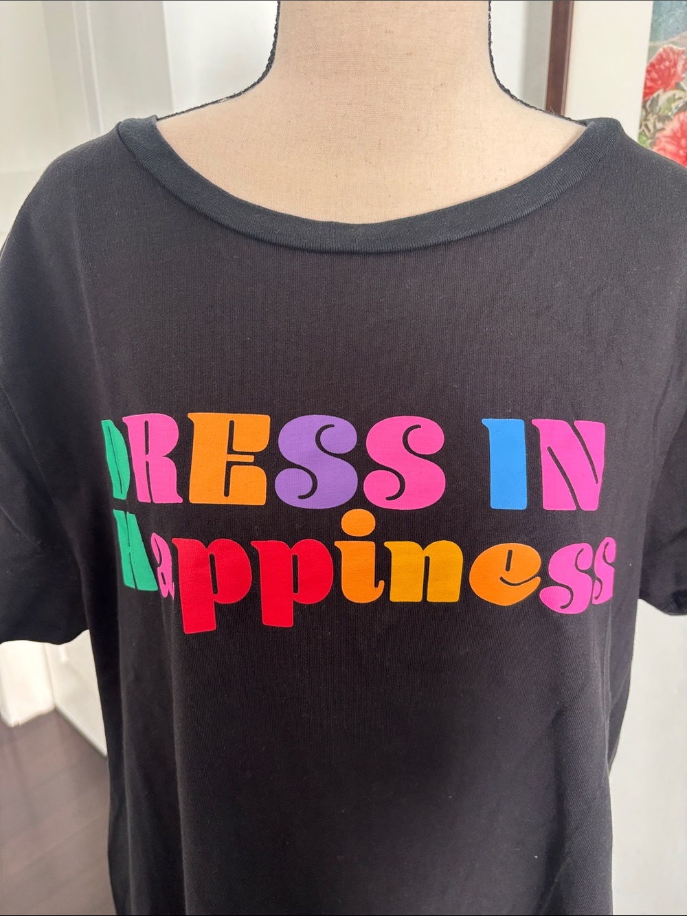 FARM Rio Black Casual Dress with Multicolor "Dress in Happiness" Graphic - Picture 3 of 5